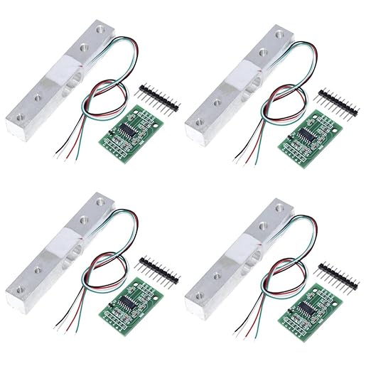 ShangHJ 4 Sets Digital Load Cell Weight Sensor + HX711 ADC Module Weighing Sensor for Arduino DIY Portable Electronic Kitchen Scale Kit (10kg)