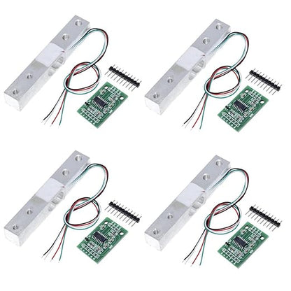 ShangHJ 4 Sets Digital Load Cell Weight Sensor + HX711 ADC Module Weighing Sensor for Arduino DIY Portable Electronic Kitchen Scale