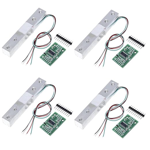 ShangHJ 4 Sets Digital Load Cell Weight Sensor + HX711 ADC Module Weighing Sensor for Arduino DIY Portable Electronic Kitchen Scale