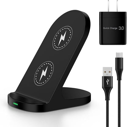 Samsung Wireless Phone Charger Stand for Android Samsung Galaxy S25 Ultra S25 FE S24 Plus Z Flip7 S23,Wireless Charging Station for Google Pixel 10/10 Pro XL/Fold/9a/9Pro/8/7,iPhone 17 16 with Adapter