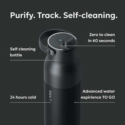 LARQ Bottle PureVis 2 - UV Water Purifier with Self-Cleaning, App Hydration Tracking, Filter Straw, Detachable Handle, Double-Wall Insulated