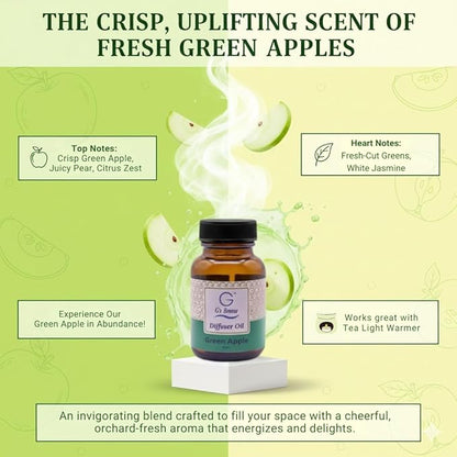 G’s Breeze Smart Diffuser with Refill – Bluetooth & Wi-Fi App Control, Gradient LED Lighting, Adjustable Scent Intensity, Low Noise, 24 Hour, Aromatherapy Diffuser for Home & Office - Green Apple