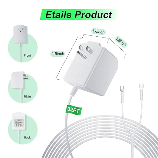 24 Volt Doorbell Transformer Power Supply for Ring Video Doorbell,C Wire Adapter,Compatible with Ring,Google Nest,WYZE, Eufy,Blink Video Doorbells(with Mounting Tool)