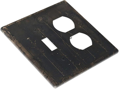 Outlet Covers Black And White Dandelion Art Vintage Wood Grain 1 Toggle 1 Duplex Switch Plate Covers Electrical Light Switch Cover Plate Decorative Wall Plate Socket Cover for Farmhouse Cabin Decor
