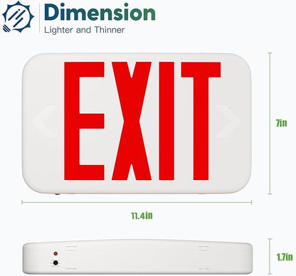 FREELICHT 12 Pack Red Double-Sided LED Exit Sign with Battery Backup, Exit Sign for Business,Easy To Install, UL Certified, AC 120/277V
