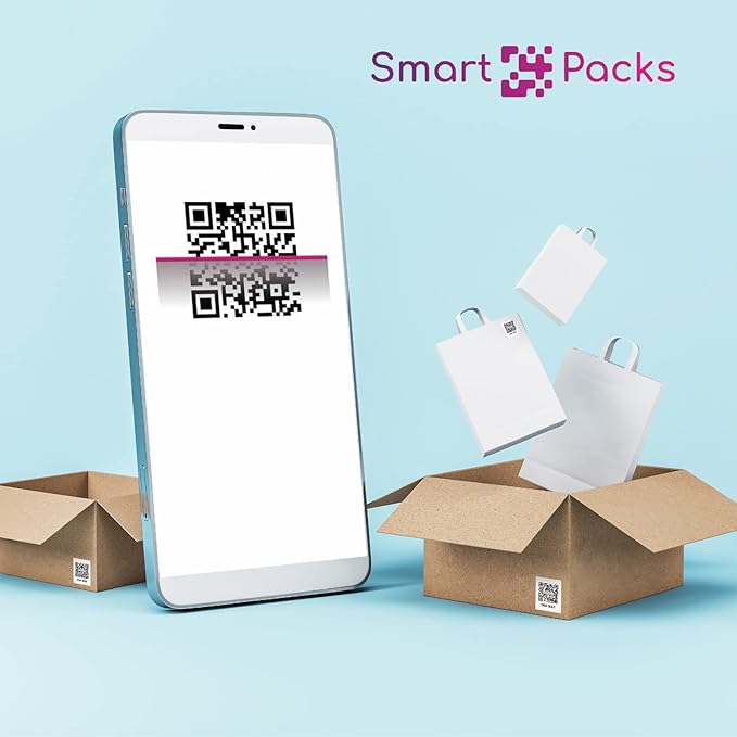 SmartPacks QR Stickers - Premium Smart Labels for Storage Bins | Advanced Pack and Track Labels with QR Code for Inventory, Storage, Moving | 48 Stickers