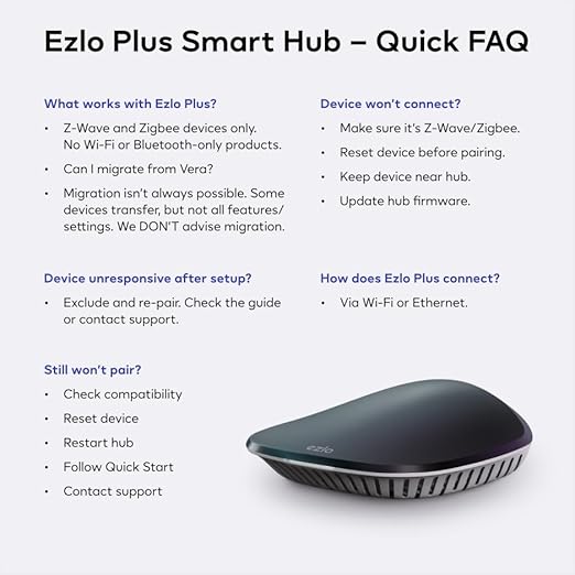 Ezlo Ezlo Plus Smart Home Hub with Zigbee & Z-Wave. Works with Wi-Fi Devices Associated with Amazon Alexa Devices & Google Assistant to Control Smart Locks, Smart Lights, Smart Switch and CCTV Cameras