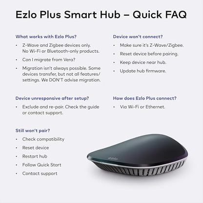 Ezlo Ezlo Plus Smart Home Hub with Zigbee & Z-Wave. Works with Wi-Fi Devices Associated with Amazon Alexa Devices & Google Assistant to Control Smart Locks, Smart Lights, Smart Switch and CCTV Cameras