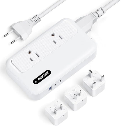 BESTEK 220v to 110v Converter with PD35w, 200w AC Voltage Converter US to Europe, Step Down Converter for Hair Straightener/Curling Iron with EU UK FR DE ES AU Travel Adapter (Unavailable Hair Dryer)