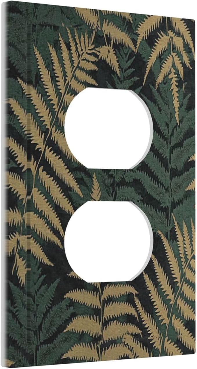 Outlet Covers Botanical Fern Green Leaf Forest 1 Gang Duplex Light Switch Cover Decorative Switch Plates Electrical Receptacle Faceplate Wall Plate For Bed Room Home Decor