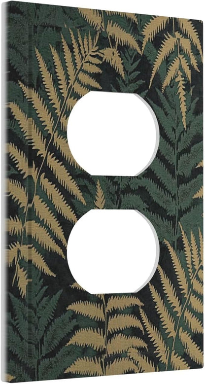 Outlet Covers Botanical Fern Green Leaf Forest 1 Gang Duplex Light Switch Cover Decorative Switch Plates Electrical Receptacle Faceplate Wall Plate For Bed Room Home Decor