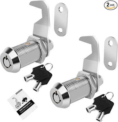 Tool Box Lock RV Storage Lock, 1-1/8" Cam Lock Keyed Alike, Toolbox Locks Replacement for File Cabinet Storage Door on Camper Mailbox Lock, Zinc Alloy (1-1/8 Inch 2 Pack)