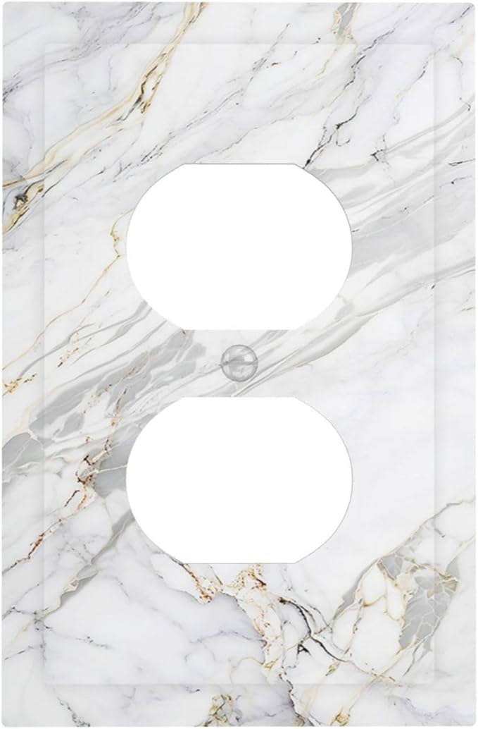 Outlet Covers Gray Gold Marble Abstract Modern Luxury 1 Gang Duplex Light Switch Cover Plate Decorative Switch Plate Covers Electrical Socket Cover for Bedroom Home Decor