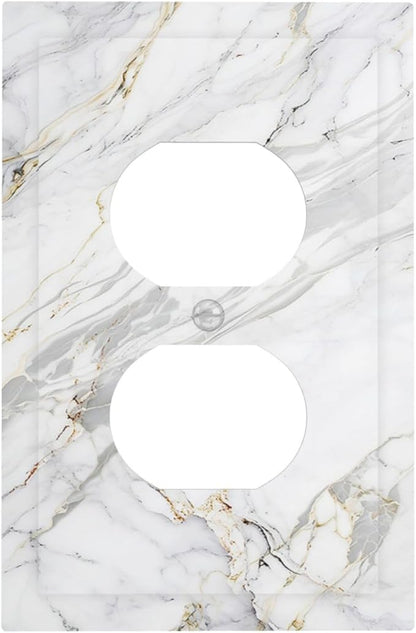 Outlet Covers Gray Gold Marble Abstract Modern Luxury 1 Gang Duplex Light Switch Cover Plate Decorative Switch Plate Covers Electrical Socket Cover for Bedroom Home Decor