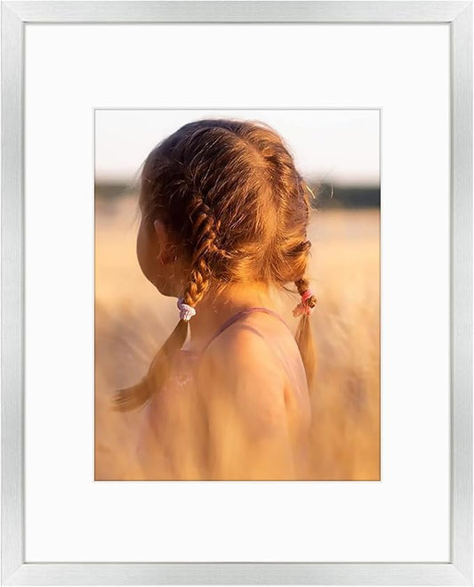 Golden State Art, 16x20 Picture Frame with Mat for 11x14 - High Definition Glass Wall Mounting Horizontal Vertical Display (Silver, 1 Pack)