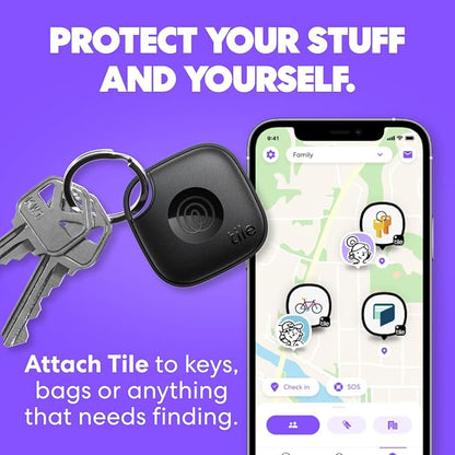 Tile by Life360 Mate - Bluetooth Tracker, Keys Finder and Item Locator for Keys, Bags and More. Phone Finder. Both iOS and Android Compatible. 1-Pack (Navy Blaze)