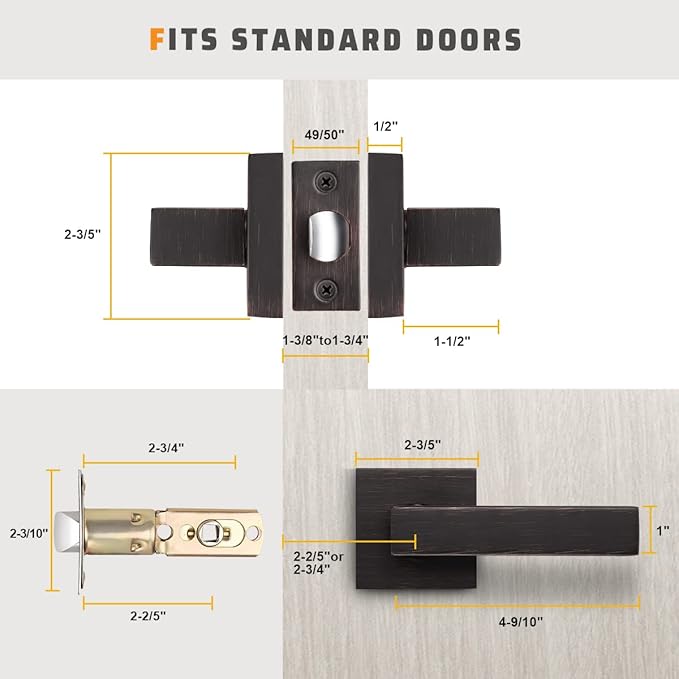 KNOBWELL Heavy Duty Leversets with Oil Rubbed Bronze Finish, Interior Door Handles Set, Passage Door Lever Hall and Closet Door Handle, Left or Right Handing, 5 Pack 2.07 lb One Lever