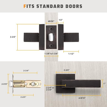 KNOBWELL Oil Rubbed Bronze Interior Door Handles Passage Function Heavy Duty Door Leversets, Closet Door Levers for Left or Right Handing, 6 Pack 2.07 lb One Lever