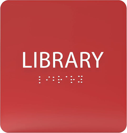 6" X6" Library Sign - ADA Compliant Tactile Graphics Grade 2 Braille Text Acrylic Wall Sign - Quiet zone, Information Convey, Group Study Room Door Signs for Office, School, Home