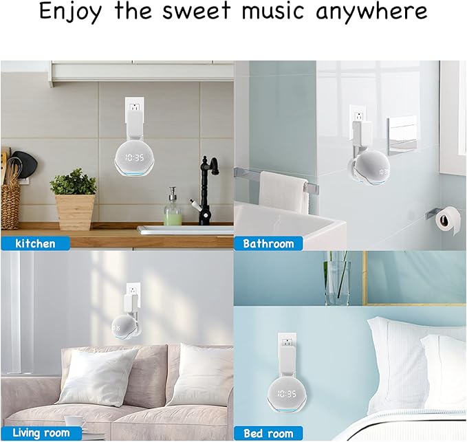 Wall Mount Holder for Dot 4th/5th Generation, Outlet Hanger for Dot 4th/5th Gen, Smart Speaker Stand, Space-Saving Accessories, Built-in Cable Management Shelf(2 Pack,White)…