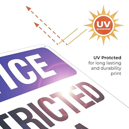 Notice Restricted Area Sign, 10x14 Inches, Rust Free .040 Aluminum, Fade Resistant, Made in USA