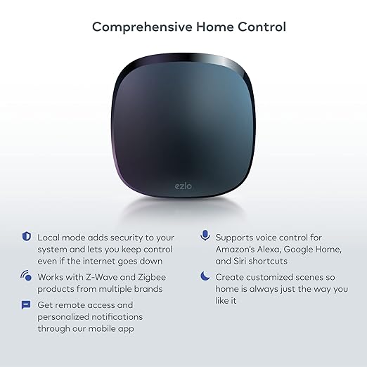 Ezlo Ezlo Plus Smart Home Hub with Zigbee & Z-Wave. Works with Wi-Fi Devices Associated with Amazon Alexa Devices & Google Assistant to Control Smart Locks, Smart Lights, Smart Switch and CCTV Cameras