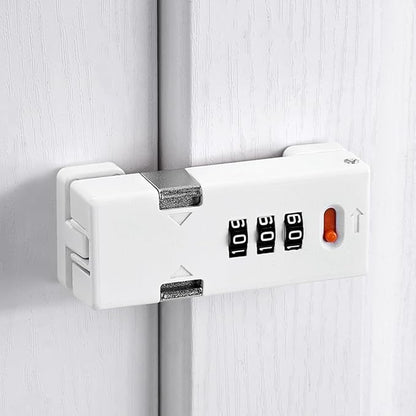 Cabinet Lock，Barn Door Latches,3-Digit Combination Security Locks,Combination Security Lock,for Office File Cabinet,Drawers,Locker,Small Door,Cupboard (1, White_180 Degree)