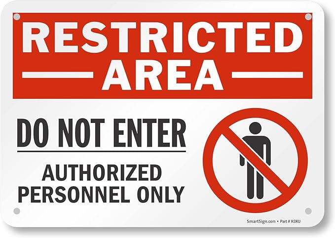 SmartSign (Pack of 4) 7 x 10 inch “Restricted Area - Do Not Enter, Authorized Personnel Only” Metal Sign with Symbol, 40 mil Laminated Rustproof Aluminum, Red, White and Black, Made in USA