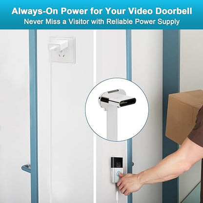 Charging Cable for Ring Battery Doorbell(2024 Release), Super Thin Bent Type-C Cable for No Drill Doorbell, 25Ft Doorbell Charging Cable Sustainable Power Supply