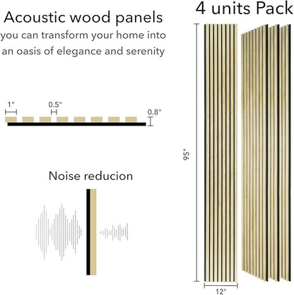 Wood Panels for Wall - Oak Acoustic Wall Panels - 4PK Wall Wood Panels - 94.49” x 12 - Soundproof Wall Panels for Decor - Acoustic Slat Wood Wall Panels for Interior Decoration of Walls (Oak) (Oak)