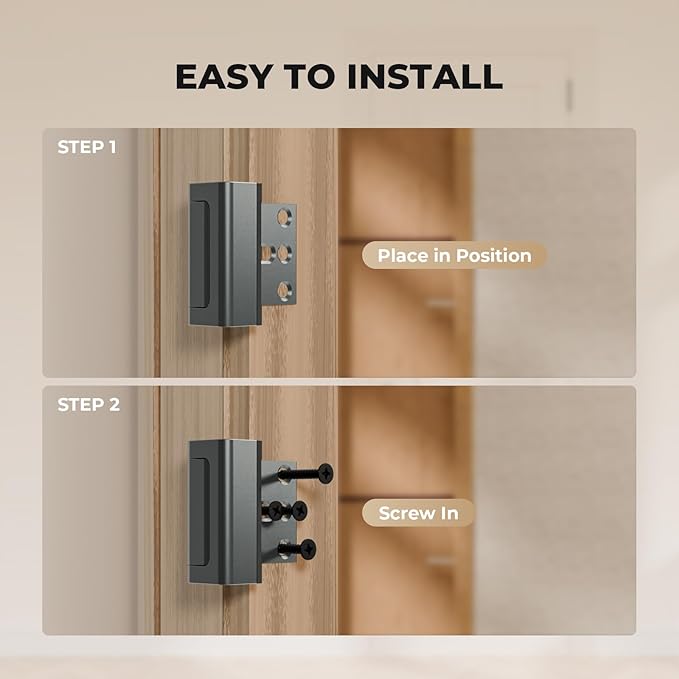 4 Pack Home Security Door Reinforcement Lock, Childproof Safety Door Lock Latch Stopper, Removable Screw-Mounted, Prevent Home Unauthorized Entry, Aluminum Construction, Withstands 800 lbs