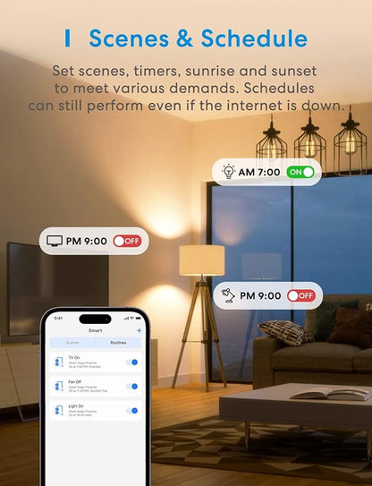meross Smart Plug Power Strip, WiFi Flat Outlet 15A Compatible with Apple HomeKit, Siri, Alexa, Google Assistant & SmartThings, with 4 AC Outlets & 4 USB Ports, 6 Feet Surge Protector Extender