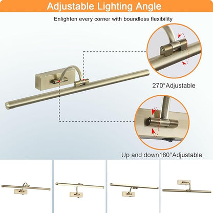 Antique Bronze Picture Light, 23.6 Inch Remote Control Painting Lights for Wall Cordless, 3CCT Dimmable Wall Lights for Pictures, Rechargeable Art Light for Pictures On Wall with Timer