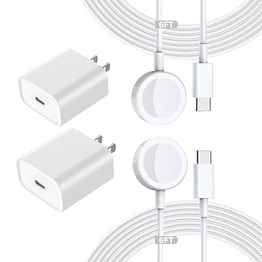 Fast Charging for Apple Watch Charger,2Pack PD USB C Fast iWatch Charger Block with 6FT Magnetic Wireless Cable for iWatch Charging Compatible with Apple Watch Series 11/10/9/8/7/6/SE2/5/4/3/2/1/Ultra