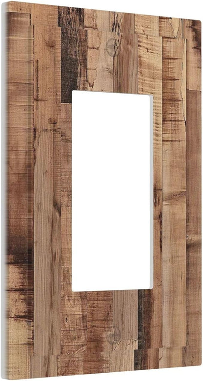 Decorative Outlet Covers Rustic Brown Wood Grain 1 Gang Single Rocker Light Switch Cover Plate Wall Plates GFCI Faceplate for Farmhouse Kitchen Decor