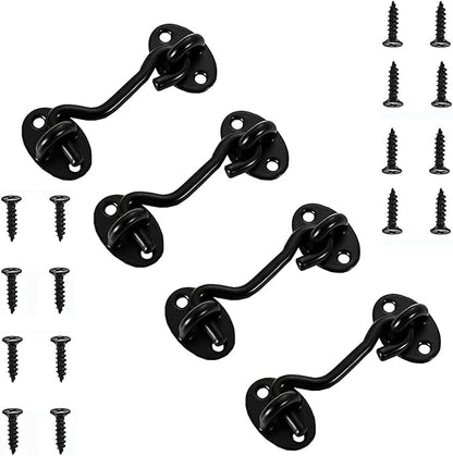 4 Pack Barn Door Latch Door Lock Hardware, Sliding Door Lock Eye Hook Latch with Screws, Rust-Resistant Metal Gate Latch, Privacy Hooks Latch for Inside Door