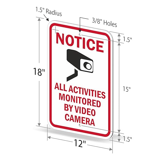 SmartSign "Notice - All Activities Monitored by Video Camera" Sign | 12" x 18" Aluminum