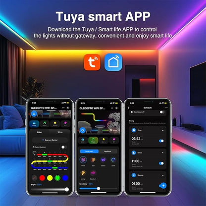 WiFi Tuya SPI Digital Pixel LED Strip Light Controller Smart Life App Control Over 40 Dynamic Lighting Easy to Setup for WS2811 TM1814B TM1934A SK6812 WS2801 WS2805 UCS2904B