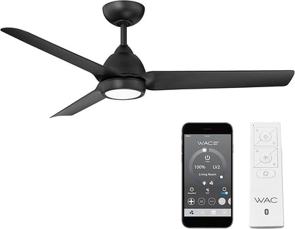 Mocha Indoor/Outdoor 3-Blade Smart Compatible Ceiling Fan 54in Matte Black with 3000K LED Light Kit and Remote Control with Wall Cradle. Works with iOS/Android, Alexa, and Google Assistant.
