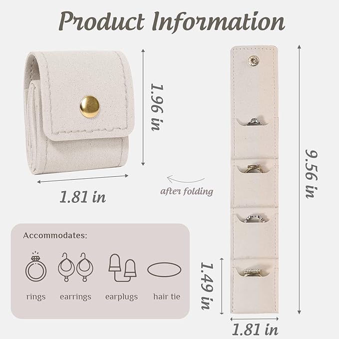 Mini Travel Jewelry Bag with Buckle, Portable Travel Jewelry Organizer Case, Foldable Jewelry Roll for Earrings, Necklaces, Rings,Bracelets,Lightweight Travel Jewelry Pouch (4Pcs)