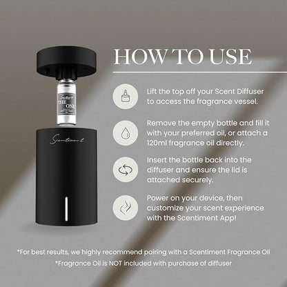 Scentiment Diffuser Mini V2 LE – Limited Edition Portable Cold-Air Aroma Diffuser with Wi-Fi, Touch Controls & Long Battery Life (500 sq ft) - Silver