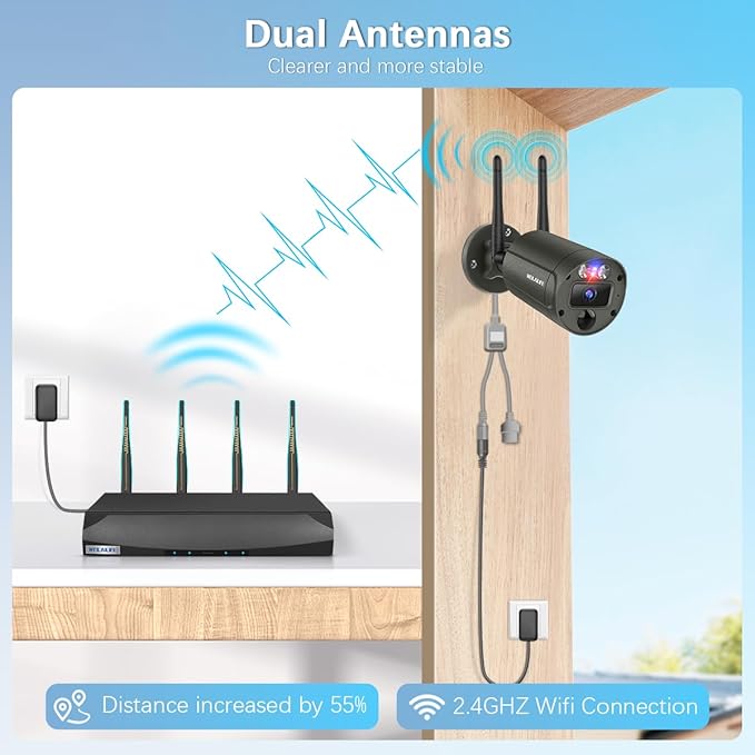 【Flashing LEDs Visual Alert】 Wireless Cameras for Home Security, Wireless Security Camera System, Outdoor WiFi Video Surveillance, NVR Surveillance Camera System