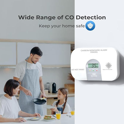 Siterwell Carbon Monoxide Detectors, 10 Year Product Life Portable Carbon Monoxide Detector with LCD Digital Display and Sound Warning, ETL Listed, Travel Carbon Monoxide Detector for Home, 2-Pack
