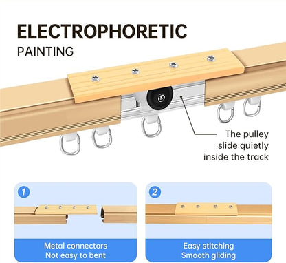 Ceiling Curtain Tracks Ceiling Mounted Heavy-Duty Curtains Rails Room Divider Curtain Track for Living Bedroom Shower Privacy RV Garage Divider Track，Golde 12ft.