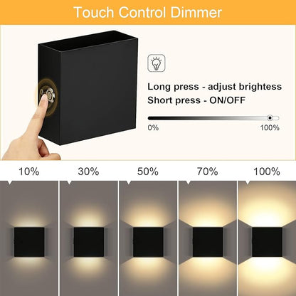 Lightess RGB Battery Operated Wall Sconce with Remote, Dimmable LED Wall Light Rechargeable, Up Down Wall Mount Lights for Hallway Living Room, Black, LG9945887