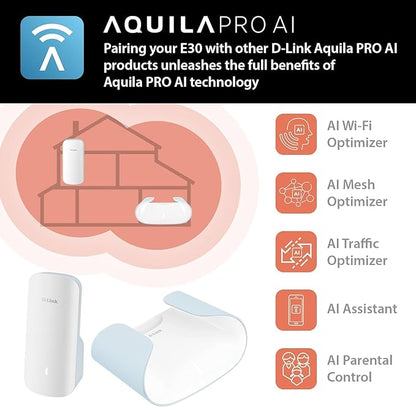 E30 AX3000 Mesh WiFi 6 Range Extender, Universal Compatibility, Gigabit Ethernet Port, Covers up to 13,999 sq. ft., Whole Home Internet Signal Booster