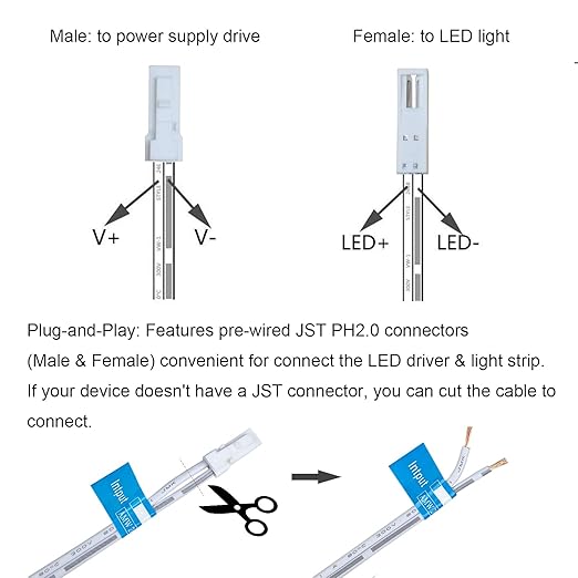 10mm 12V/24V Cabinet Door Activated Light Switch, Auto On/Off, Motion Sensor with 6ft Extension Cable for Closet Wardrobe (Single Sensor)