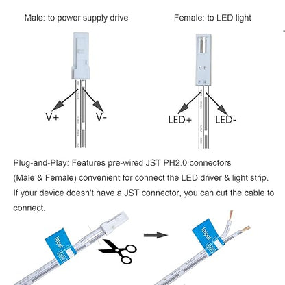 Door Open Automatic Turn On/Off Light Switch, 12V/24V Motion Sensor with 6ft Extension Cable for Cabinet Closet Wardrobe (Double Sensors)