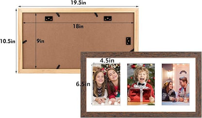 Golden State Art, Set of 3, 9x18 Distressed Brown Wood Frame - White Mat for Three 5x7 Pictures - Sawtooth Hangers- Swivel Tabs - Wall Mounting - Landscape/Portrait - Real Glass - Collage Frame