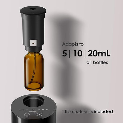 Airversa Waterless Essential Oil Diffuser Starter Kit with 30mL Hotel Fragrance Oil Inspired by Ritz-C., Battery Operated Car Diffuser, Portable Aroma Nebulizer for Home Car Office, AN6Kit-2, Black